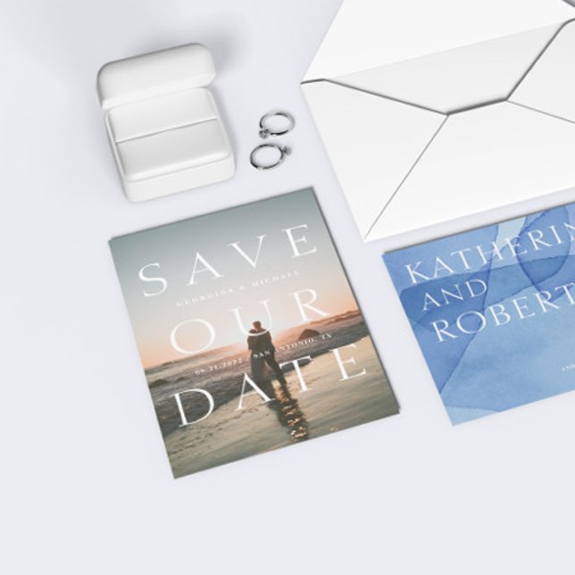 Modern Bold Typography Photo Save The Date Announcement (Creator Uploaded)