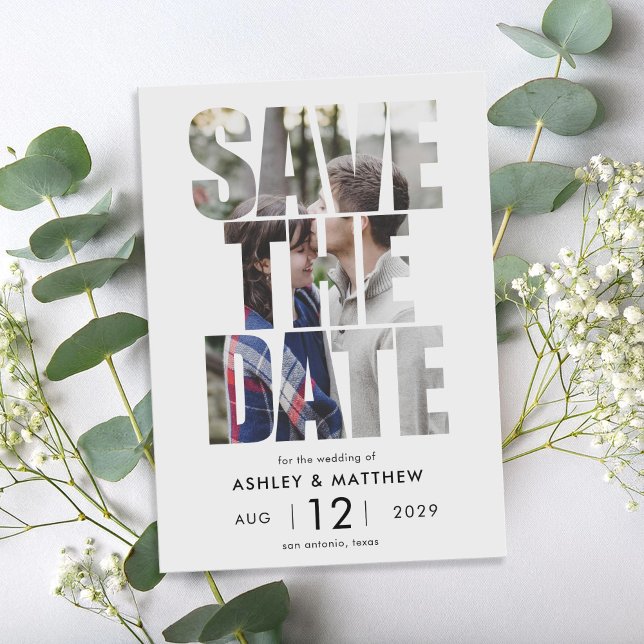 Modern Bold Typography Photo Wedding Save The Date (Creator Uploaded)