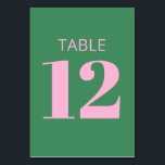 Modern Bold Typography Pink Green Bat Mitzvah Table Number<br><div class="desc">Modern Bold Typography Pink and Green Bat Mitzvah Table Number</div>
