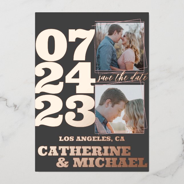 Modern Bold Typography Rose Gold & Grey  (Front)