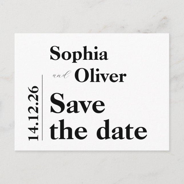 Modern bold typography save the date postcard (Front)