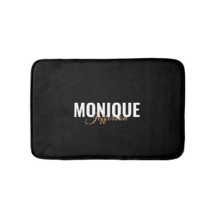 Modern Bold Typography & Script Monogram Bath Mat