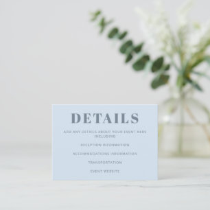 Modern Bold Typography Soft Icy Blue Wedding Enclosure Card