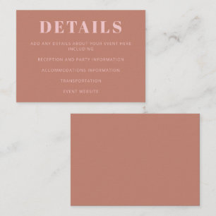 Modern Bold Typography Terracotta Pink Bat Mitzvah Enclosure Card