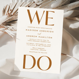Modern Bold Typography Terracotta We Do Wedding Invitation