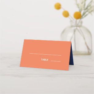 Modern Bold Typography Wedding Apricot Orange Navy Place Card