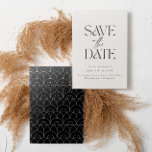 Modern bold typography wedding cream black elegant save the date<br><div class="desc">Modern classy typography bold wedding save the date card. With modern,  elegant typography and modern art deco inspired backer design. Colours can be customised.</div>