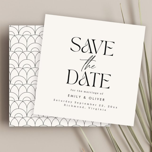 Modern bold typography wedding cream black elegant save the date (Creator Uploaded)