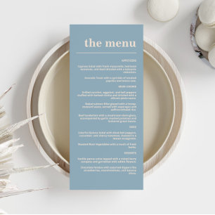Modern Bold Typography Wedding Dusty Blue Navy Menu