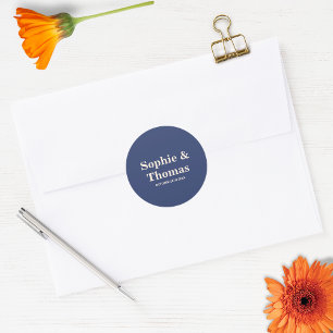 Modern Bold Typography Wedding Navy Blue Classic Round Sticker