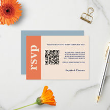 Modern Bold Typography Wedding Orange Dusty Blue