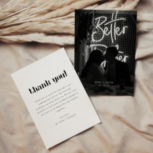 Modern Bold Typography Wedding Photo Thank You Card