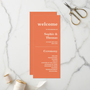 Modern Bold Typography Wedding Program Orange