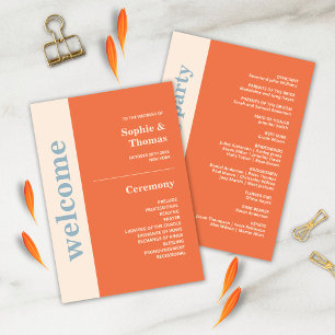 Modern Bold Typography Wedding Program Orange