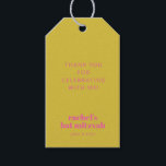 Modern Bold Typography Yellow Pink Bat Mitzvah Gift Tags<br><div class="desc">Personalised Modern Bold Typography Pink and Yellow Bat Mitzvah Gift Tag</div>
