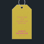 Modern Bold Typography Yellow Pink Bat Mitzvah Gift Tags<br><div class="desc">Personalised Modern Bold Typography Pink and Yellow Bat Mitzvah Gift Tag</div>