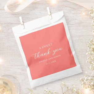 Modern Bold Vibrant Coral Simple Wedding Favour Bag