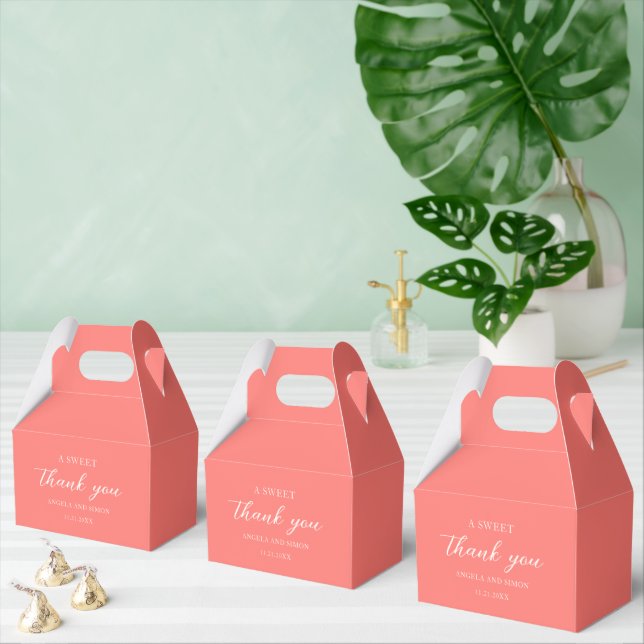 Modern Bold Vibrant Coral Simple Wedding Favour Box (Multiple)