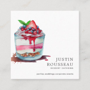 Modern Bold Watercolor Macaron Baker Pastry Chef Square Business Card