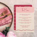 Modern Bold Wavy Frame Magenta Pink Wedding Menu<br><div class="desc">A modern and trendy wavy frame wedding menu card with rounded corners in bold magenta pink, a soft matching pink colour and a hand drawn wavy line on the front and a matching pattern of irregular lines on the backer of the card. This is a fully customisable wedding stationery template....</div>