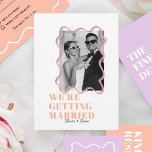 modern Bold Wavy funky Lilac & Peach Wedding Invitation<br><div class="desc">Bright Wedding Invite ,  Retro Wedding Invitation ,  Minimal Wedding Invite ,  Bold Wedding Invitations ,  Modern Wedding Invitations ,  Colourful</div>