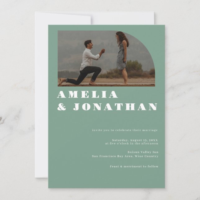 Modern Bold Wedding | Boho Arch Photo Invitation (Front)