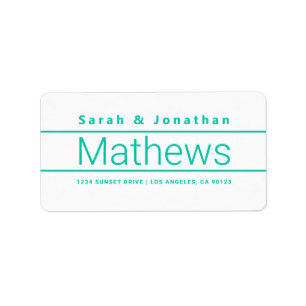 Modern Bold White & Aqua Green Label