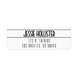 Modern Bold White & Black Return Address Label
