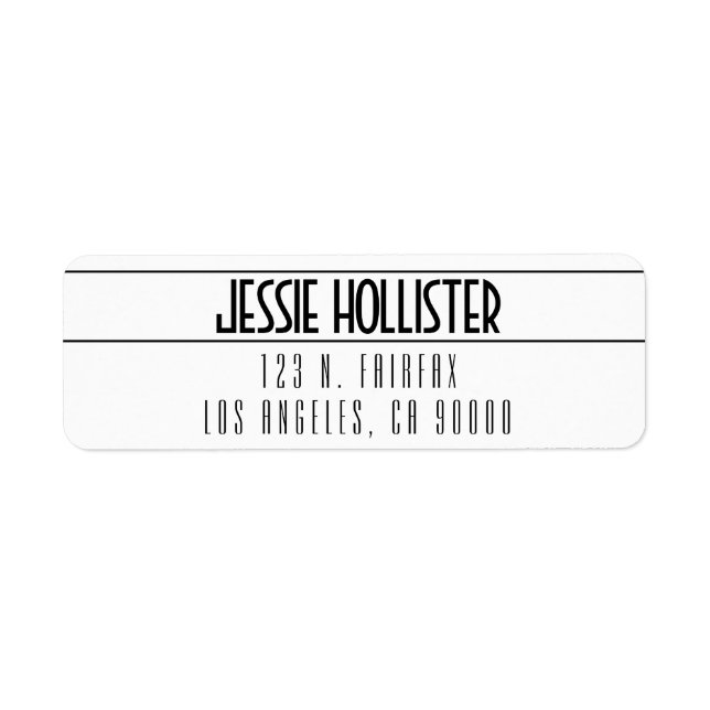 Modern Bold White & Black Return Address Label (Front)