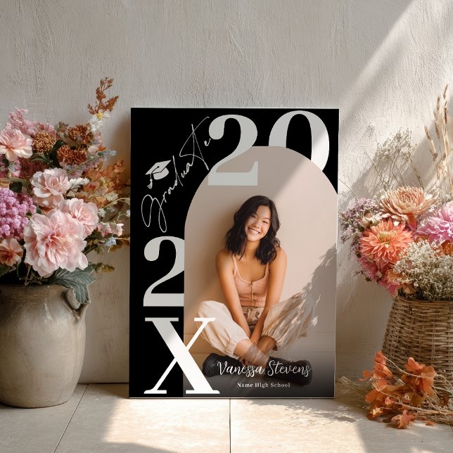 Modern Bold White black Trendy photo graduation Poster (Modern Bold White black Trendy photo graduation Poster)