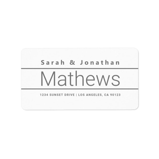 Modern Bold White & Grey Return Address Label (Front)