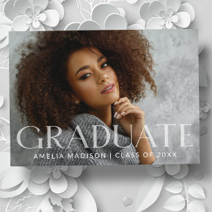 Modern Bold White Transparent Text Grad Photo Announcement