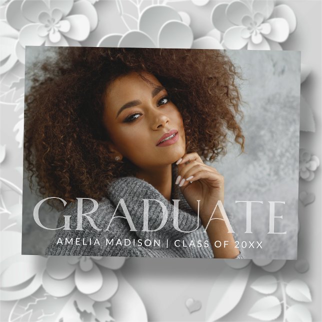 Modern Bold White Transparent Text Grad Photo Postcard (Creator Uploaded)