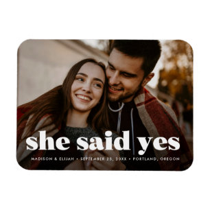 Modern Bold White Typography Photo Save the Date Magnet