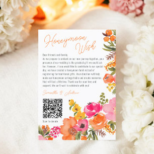 Modern  bold wild flowers wishing well wedding QR Enclosure Card