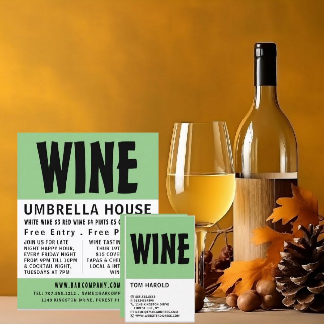 Modern Bold, Wine Bar/Winery Business Card (Creator Uploaded)
