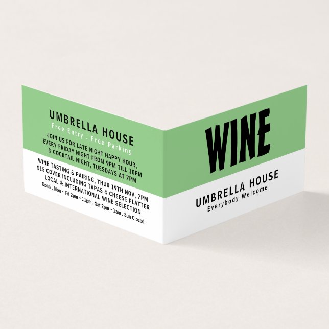 Modern Bold, Wine Bar/Winery, Detailed Business Card (Outside)