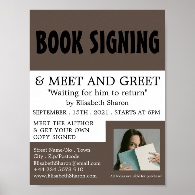 Modern Bold, Writers Book Signing Advertising Poster (Front)
