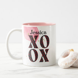 Modern Bold XOXO Happy Valentines Day Gift Two-Tone Coffee Mug