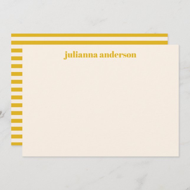 Modern Bold Yellow Stripes Personalised Name Card (Front/Back)