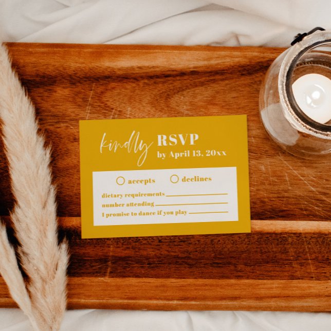 Modern Bold Yellow Wedding RSVP Enclosure Card (Creator Uploaded)