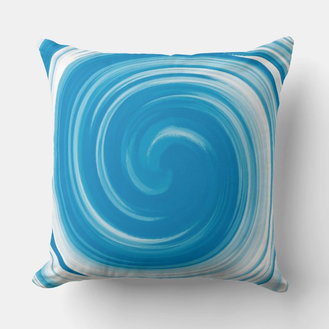Modern Bondi blue Swirl Abstract Art Cushion (Front)