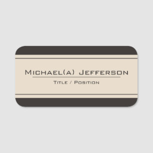 Modern Bone White & Black Unique Professional Look Name Tag