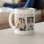 Modern Bonus Dad | 6 Photo Collage Coffee Mug<br><div class="desc">Merry Christmas coffee mug featuring 6 photo's and text which reads "BONUS DAD,  MERRY CHRISTMAS,  WE LOVE YOU" and is personalised with the childrens names. The mug is easily personalised and the font styles,  size and colours can be changed by clicking on the customise further link after personalising.</div>