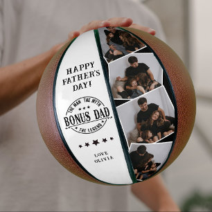 Modern Bonus Dad Quote & 4x Photo Basketball
