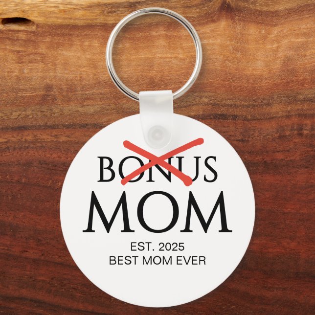 Modern BONUS MOM Established Key Ring (Front)
