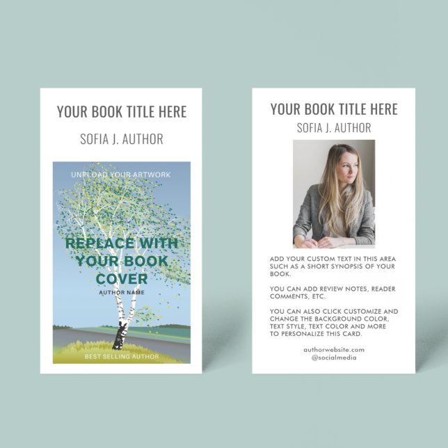 Modern Book Author Cover & Photo Promotion  Business Card (Creator Uploaded)