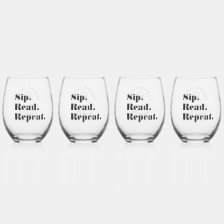 Modern Book Club Funny Custom Name  Stemless Wine Glass