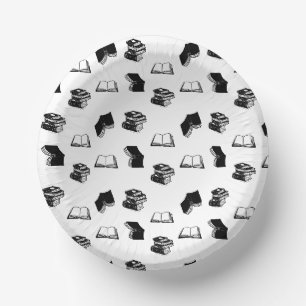 Modern Bookish Bibliophile Book Pattern Paper Plate