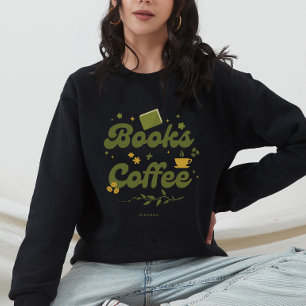 Modern Books & Coffee Book Lover Personalised Sweatshirt